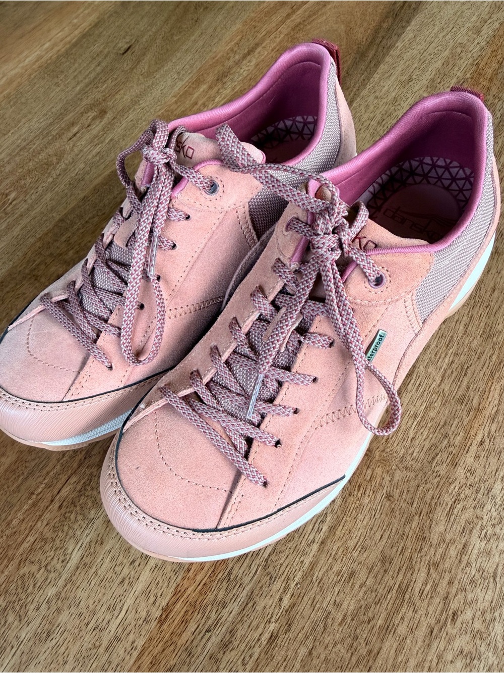 Women's Pink Suede Waterproof Hiking Sneakers